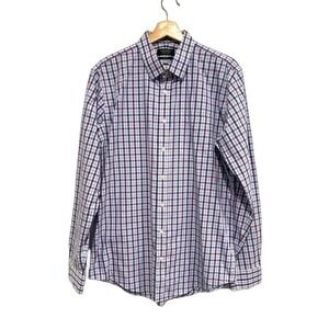 Nordstrom - Trim fit men's purple navy white button up dress shirt 16 1/2 36-37